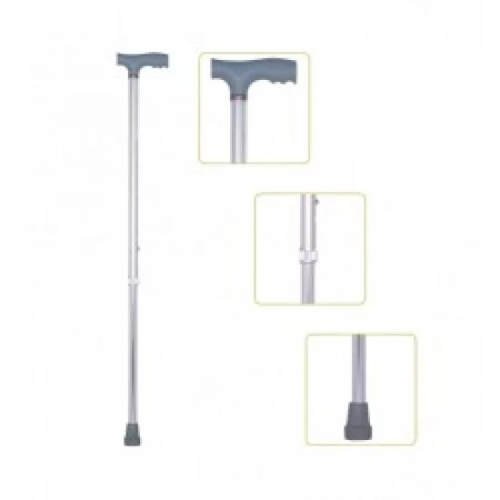 Height Adjustable Walking Stick Silver - Image 2