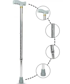 Z 31 Entros Premium eight Adjustable Aluminum L-Shaped Walking Stick (Silver)